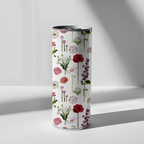 White cylindrical metal can on clean background with shiny smoot